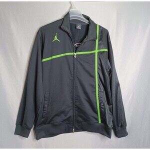 Jordan Jacket Mens XLarge Black Green Volt Full Zip Track Athletic Jumpman Logo